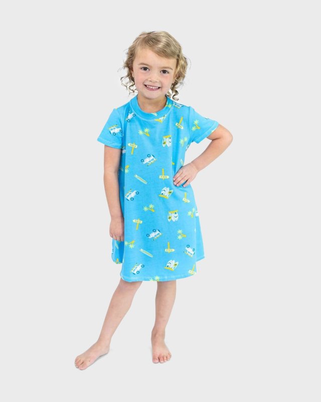 Girl's Surf's Up Short-Sleeve Dress, Size XS-L